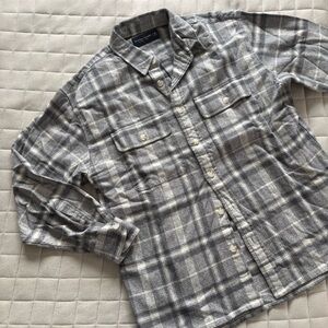 Abercrombie & Fitch Men’s Gray and White Plaid Men's Shirt
